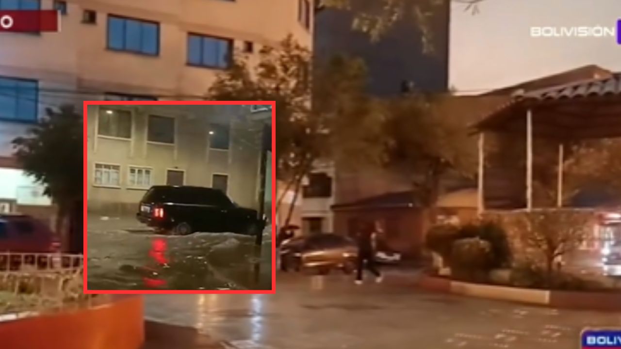 Calles quedan inundadas por la lluvia en Oruro