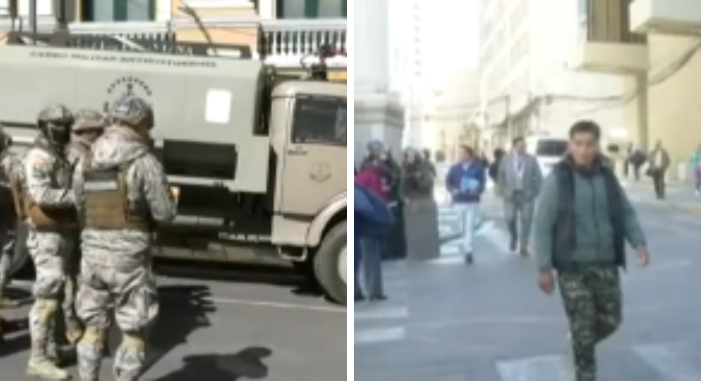 La Policía resguarda la Plaza Murillo en La Paz