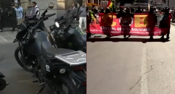 La marcha llega al centro paceño mientras la Policía resguar